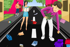 学生清洁道路