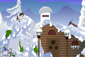 小猫逃离冰雪房屋